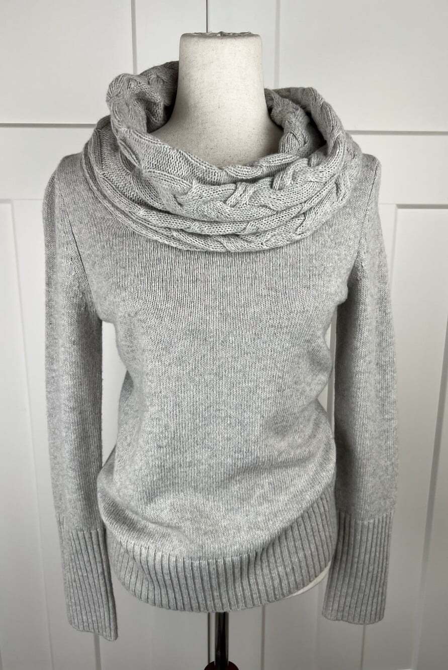 Banana Republic Sweater S Merino Wool Cashmere Cable Cowl Neck Italian Yarn